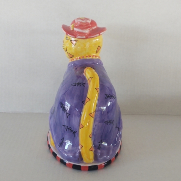 CM Redwine Red Hat Society Yellow Tabby Cat change bank - Picture 5 of 8